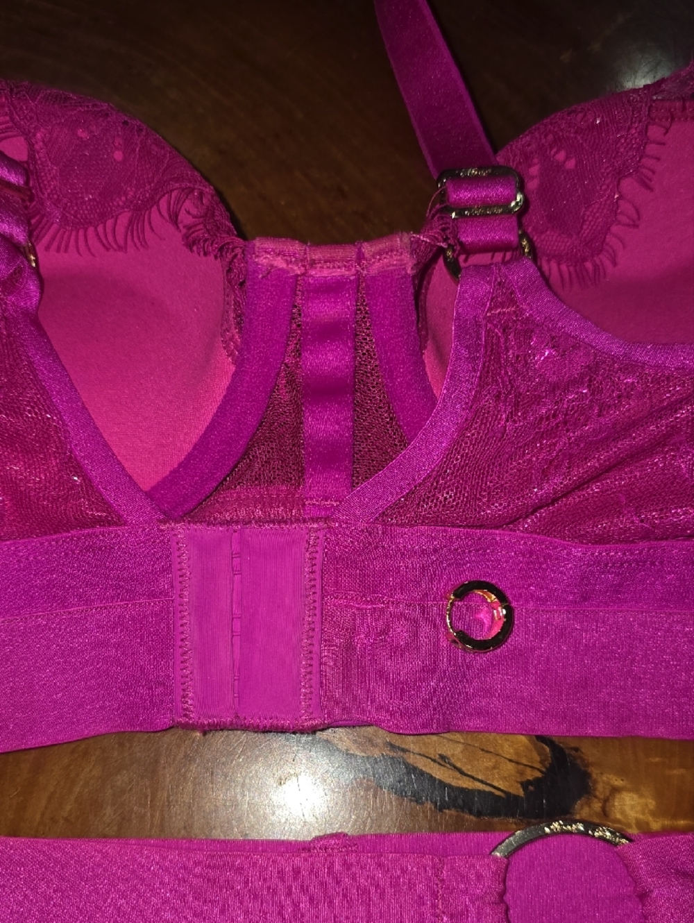 Hot Pink Lace Trim Bodysuit with Garter Straps Its use 3 Little damage - Picture 11 of 14
